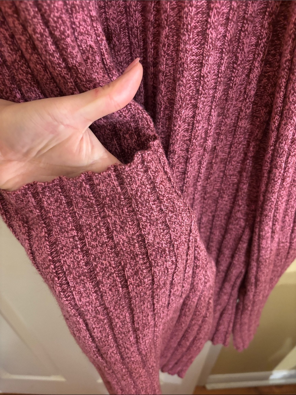 Pinko Long Open-Front Ribbed Cardigan - Raspberry Pink - Picture 5 of 6